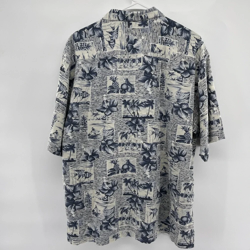 Tommy Bahama Mens Large Hawaiian Shirt Tropical‎ Print Short Sleeve Button Up